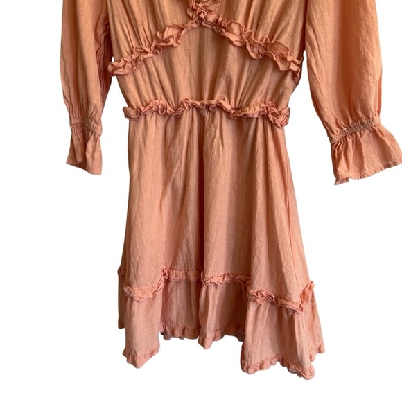 Pink Lily Ruffle V-Neck Open Back Mini Dress, Size S - Picture 4 of 8